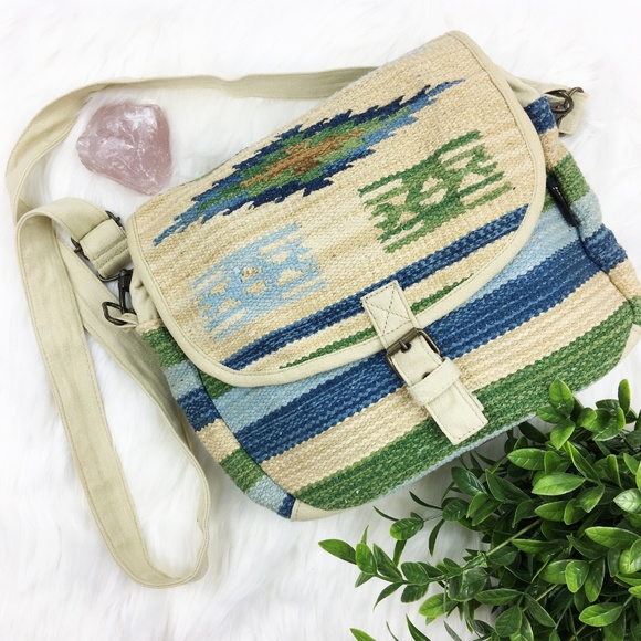 Catori Handbags - Catori Canvas Woven Boho Crossbody Bag Tribal